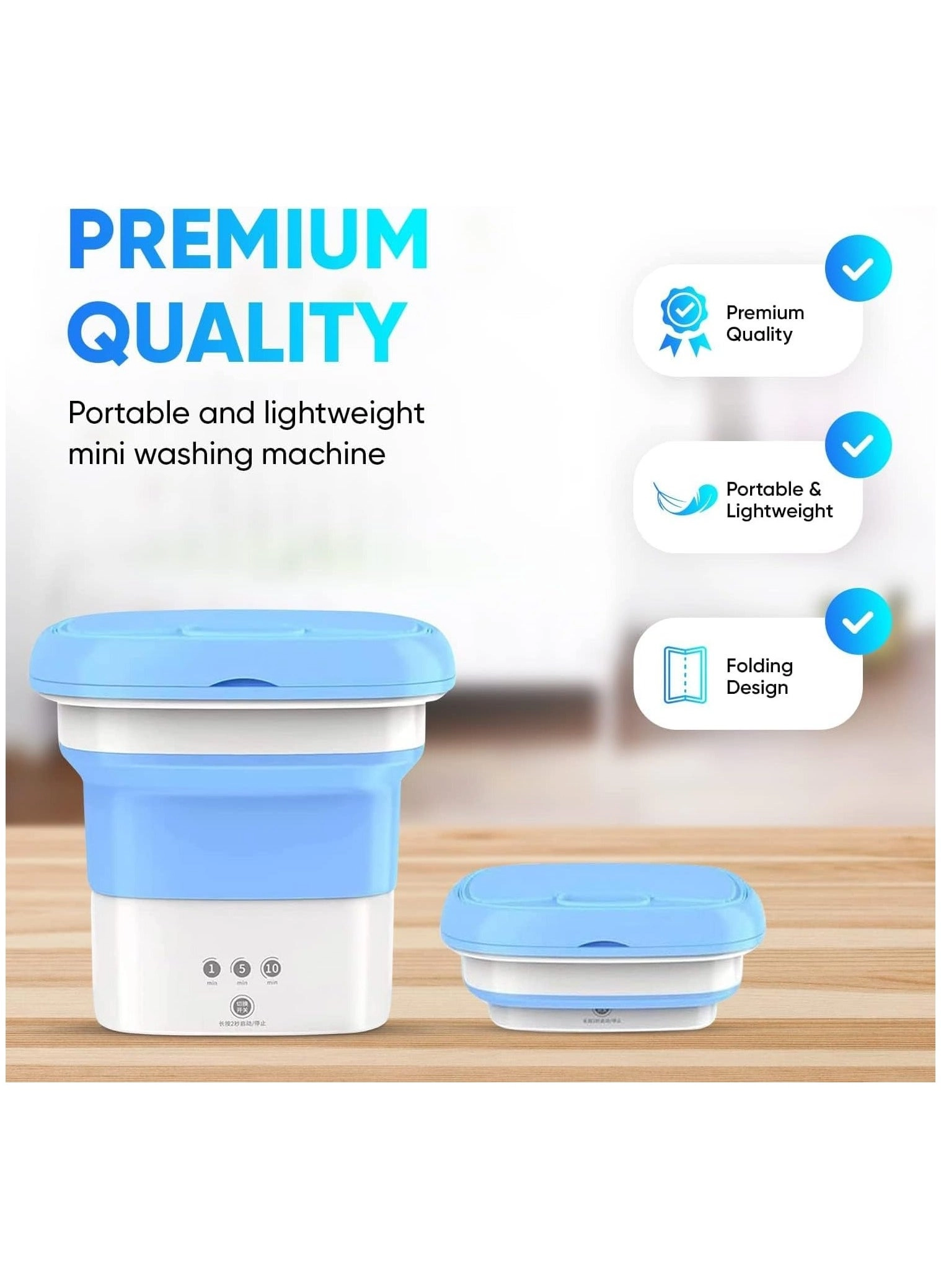 Compact Foldable Washing Machine - Portable Ultrasonic Mini Travel