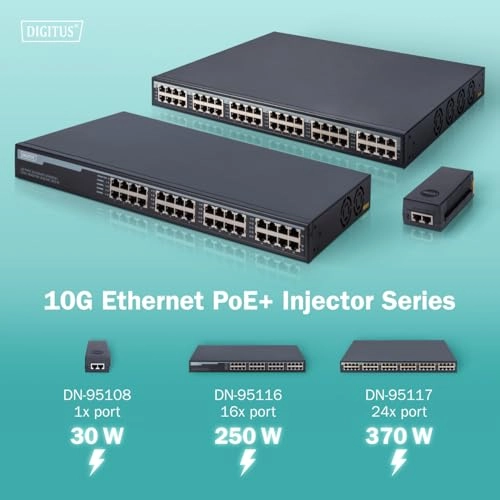 DN-95117 - 240V 370W 24 ports IEEE802.3af IEEE802.3at 10Gbps