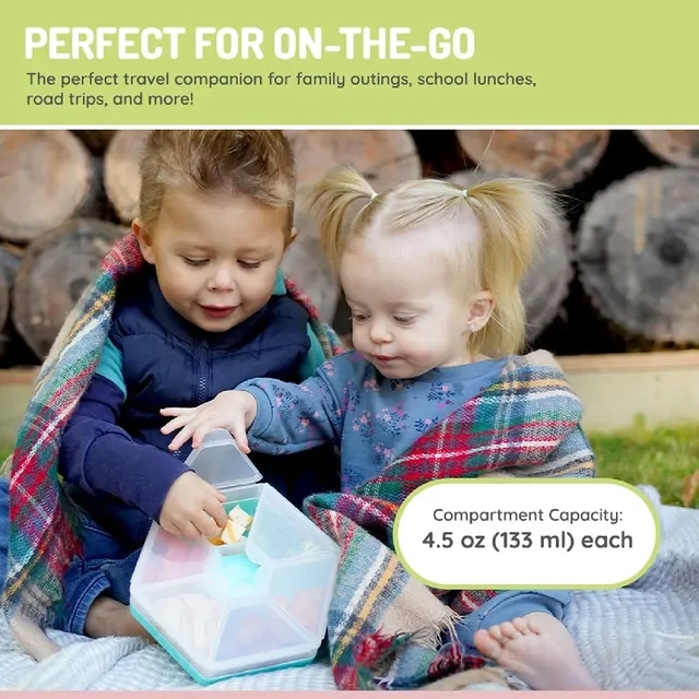 6 Compartment Hexagon Snackle Box - Blue 3+