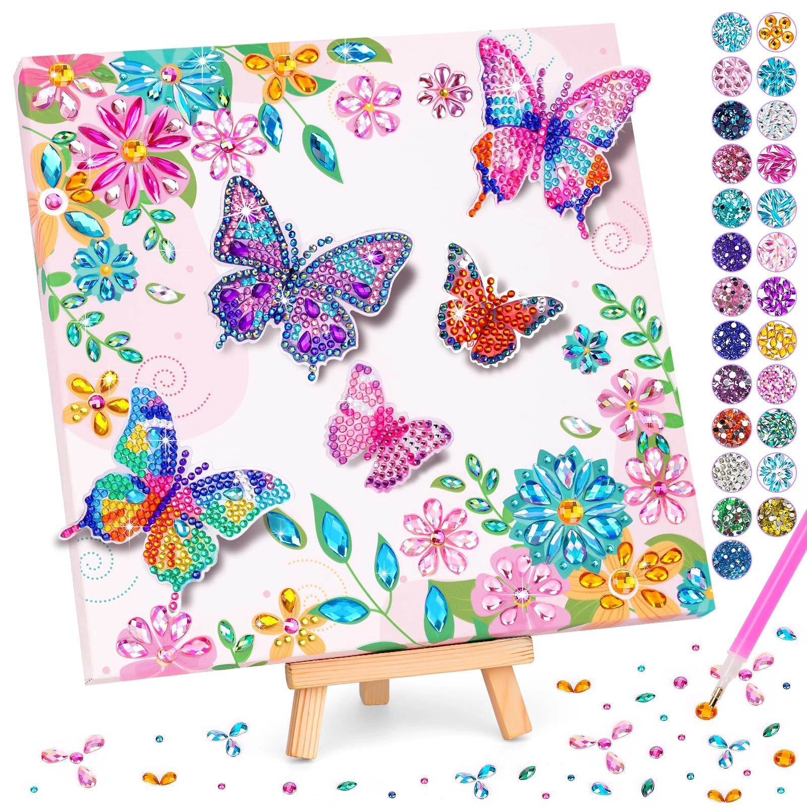 Flnlano Butterfly Diamond Painting Kit - 5-12 years with Wooden Frame