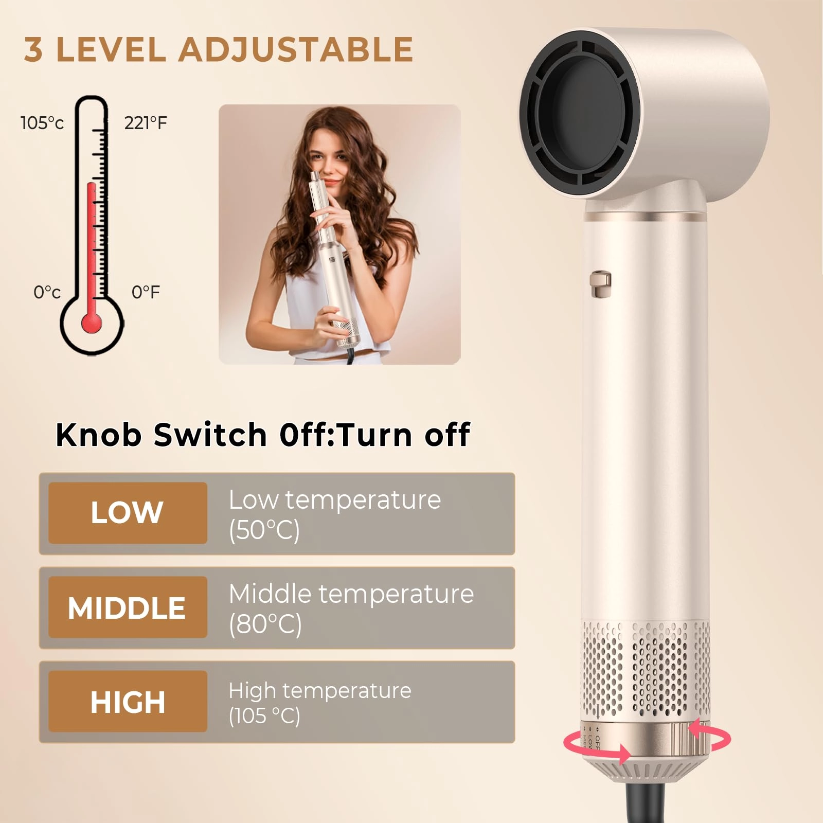 5 in 1 Blow Dryer Brush - Green Gold 800 watts