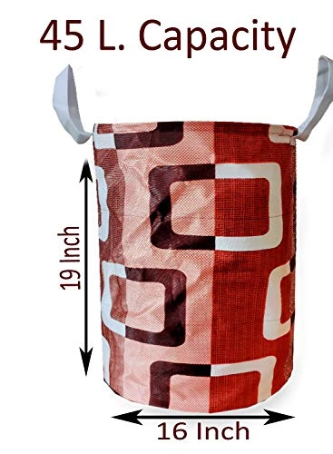 Washing Machine Cover - Washable Dustproof 23 X 23 X 33 inches + Designer Laundry Bag - Brown Floral