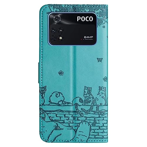 Cat Wallet Case - PU Leather Flip Cover for Xiaomi POCO M4 Pro 4G