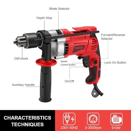 Hammer Drill - 910W 13mm Chuck 0-3000RPM