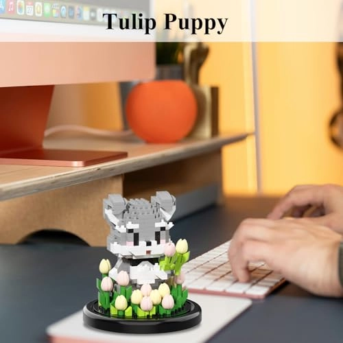 Artificial Flower Animal Building Set - Tulip Dog 446 pcs