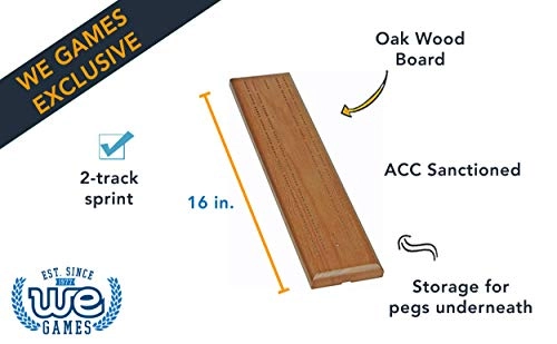 Competition Cribbage Set - Solid Oak 2-Lane Sprint Metal Pegs