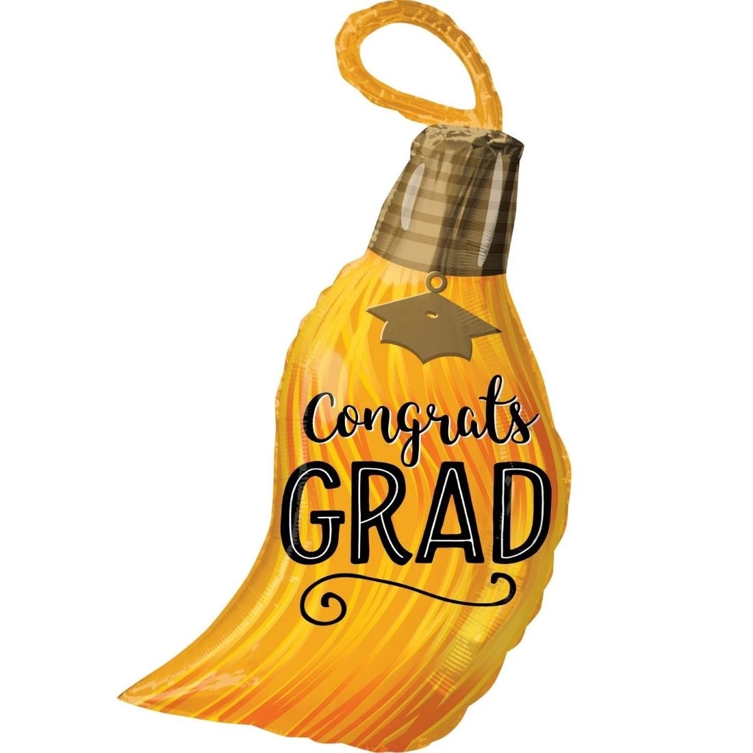 Party Zone S50 Congrats Graduation Tassel Shape Foil Balloon - 18-Inch Gold/Black