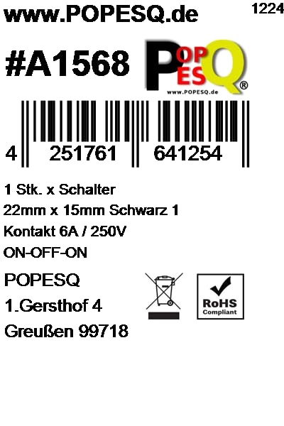 Switch 1 Contact - ON-OFF-ON 6A/250V