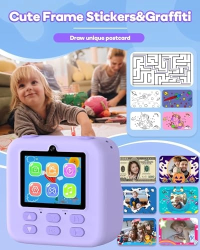Kids Camera Instant Print - 1080P Portable Toy
