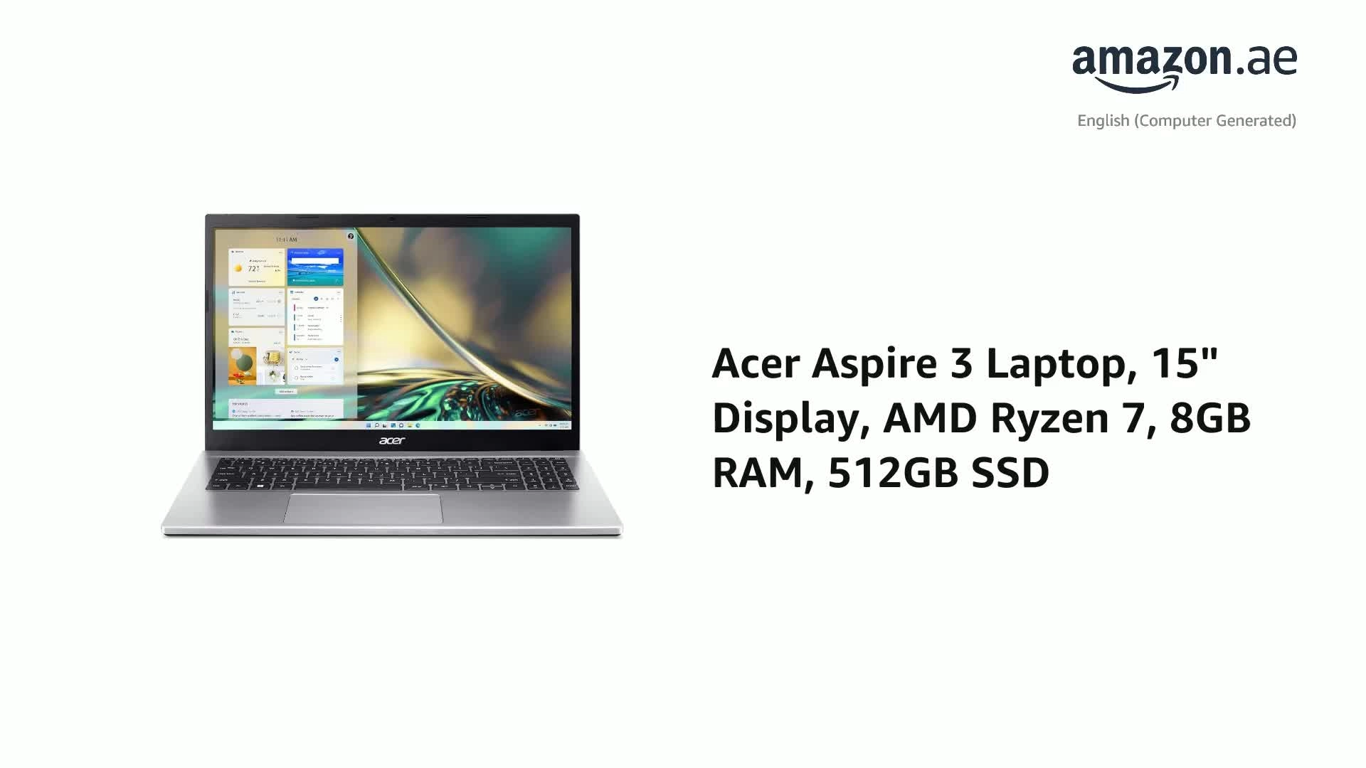 Aspire 3 A315 - 15.6'' Ryzen 7 5700U 8GB DDR4 512GB SSD