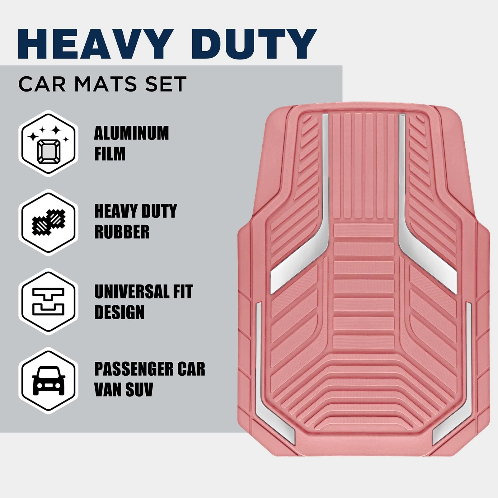 Heavy Duty Rubber Floor Mats - Pink Universal Fit
