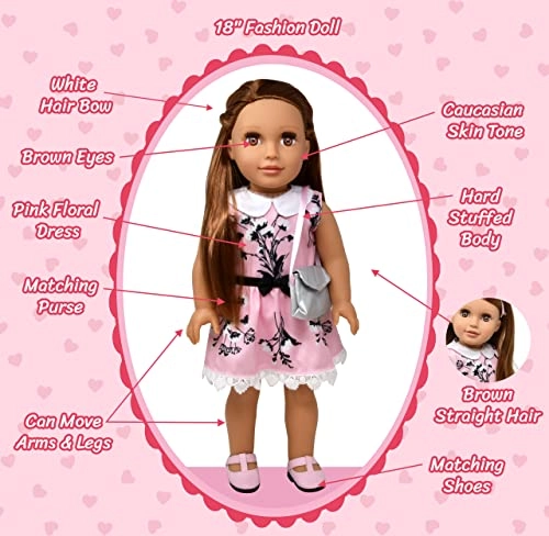 Poseable Fashion Doll - 18 inch Caucasian brown hair Ages 3+