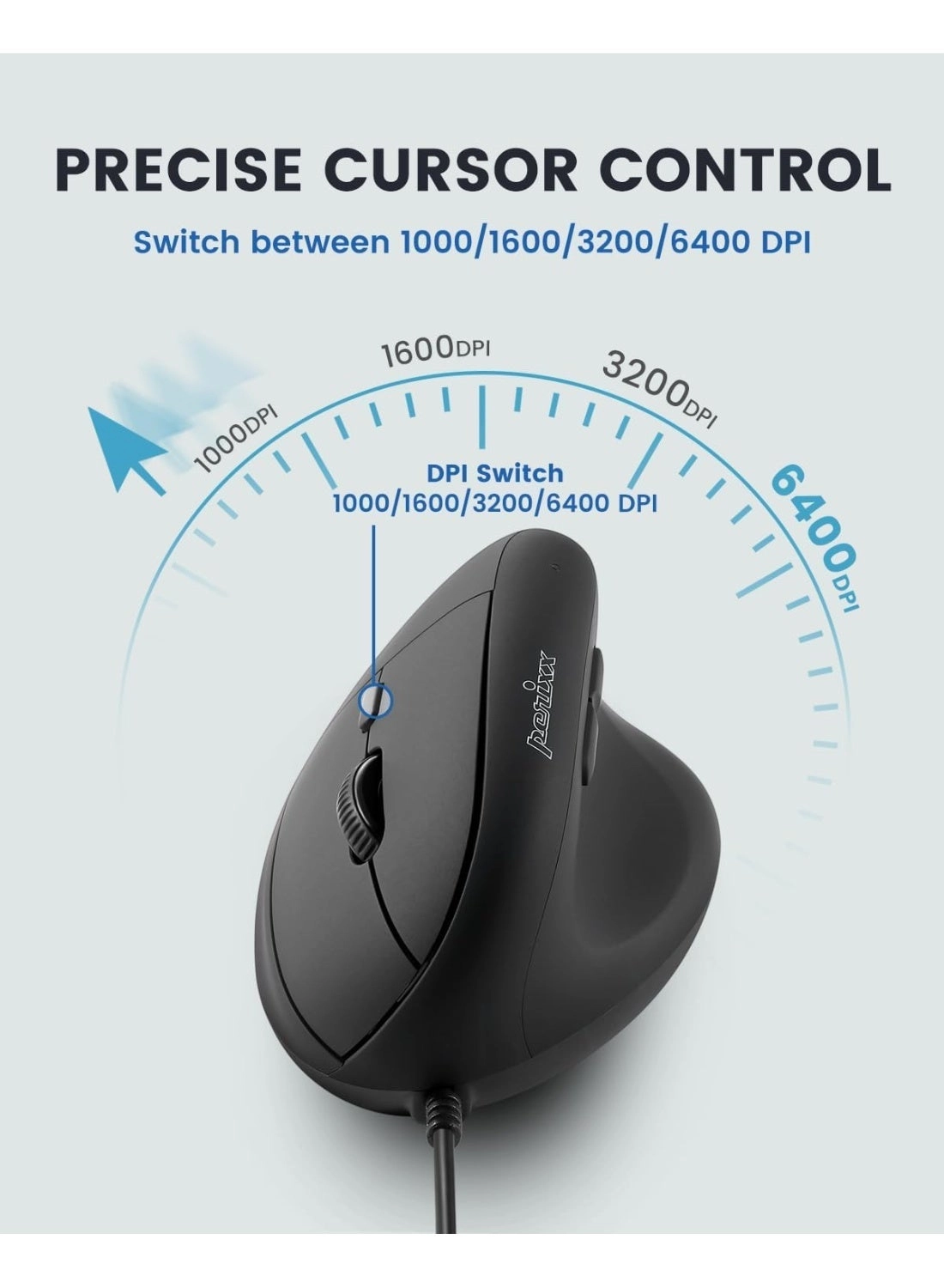 PERIMICE-508 Vertical Ergonomic Mouse - USB