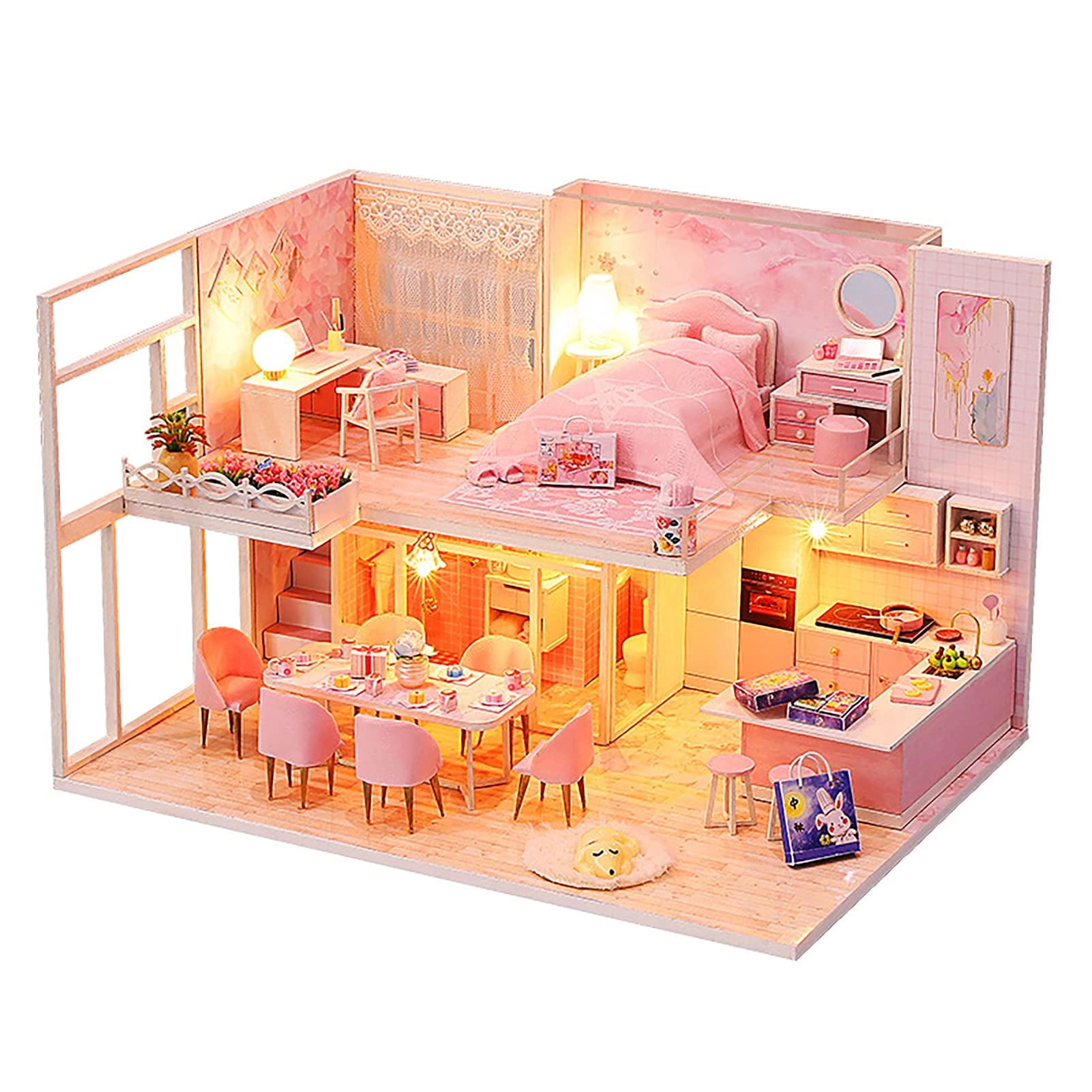 ZF4KJHYGFF DIY Miniature Doll House Kit - Mini Toy House Dust Proof Cover