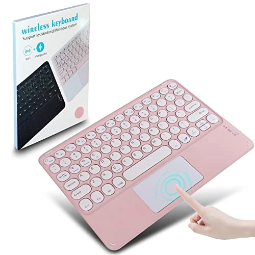 Wireless Bluetooth Keyboard with Touchpad - Pink Rechargeable