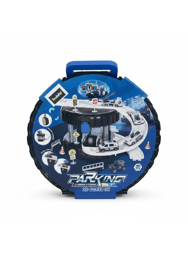 MotoyQi Police Parking Playset - 31-piece