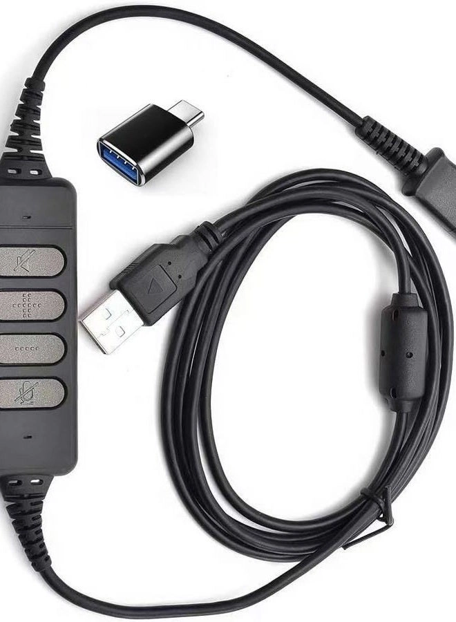 Earsinger DA-80 - USB Audio Adapter for Plantronics QD Headsets - Mute and Volume Controls