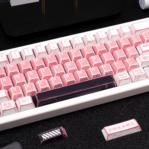 150-Key Black and White Manga PBT Keycaps - ANSI ISO Keycap Puller