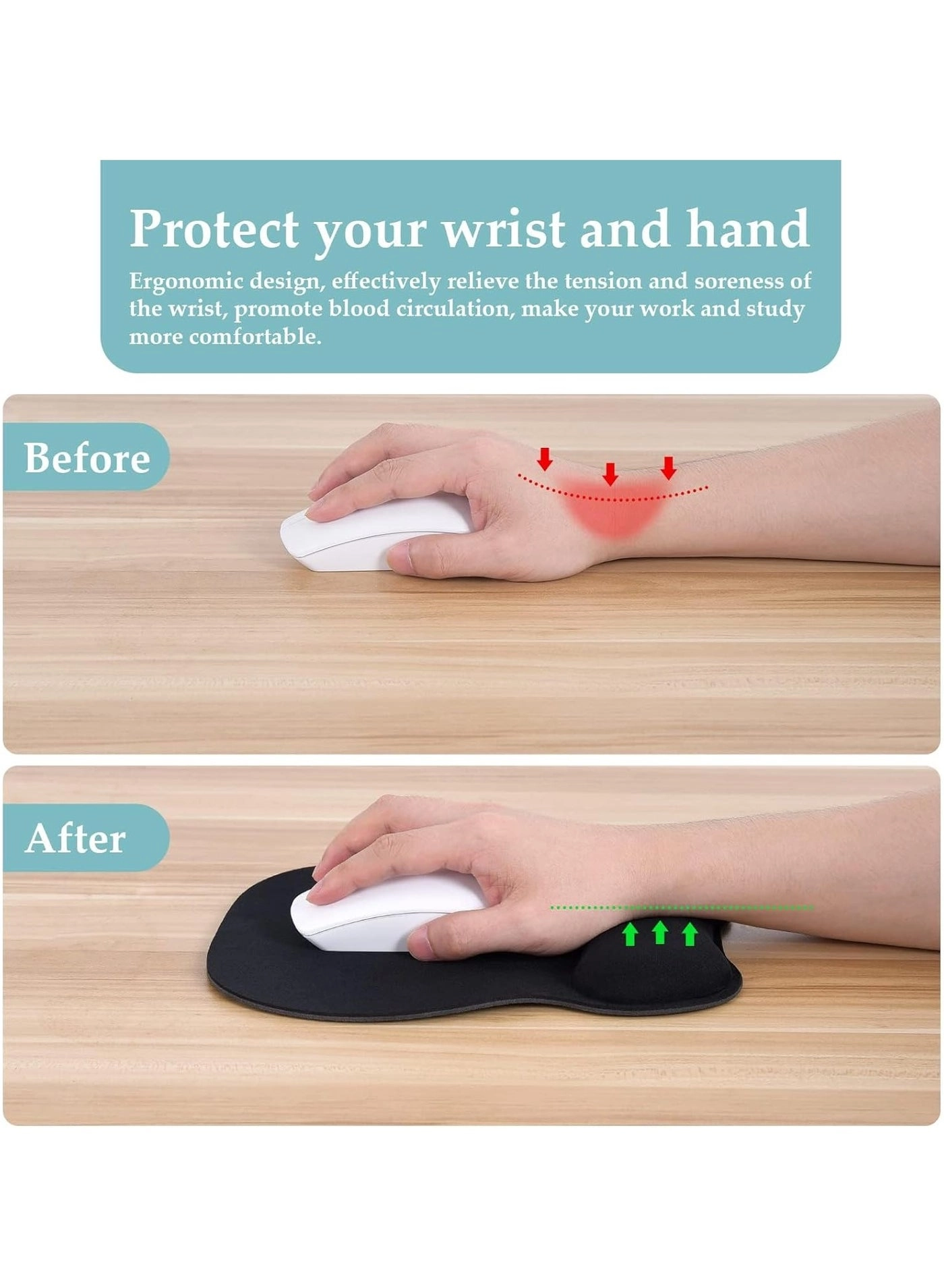 Lycra Ergonomic Mouse Pad - 23.8x20.57 cm