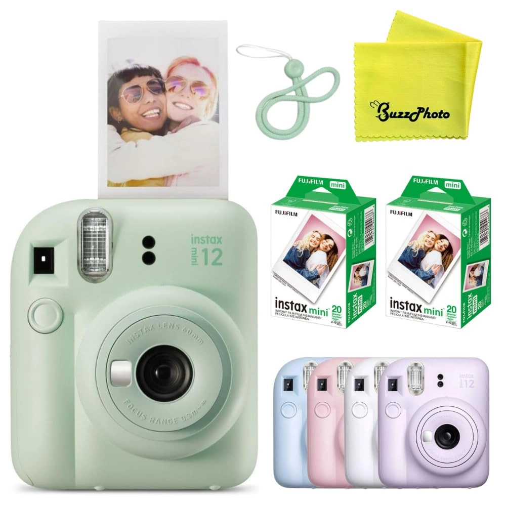 Instax Mini 12 + Instax Film - 40 Sheets + Accessories - Compatible Carrying Case 64 Pockets