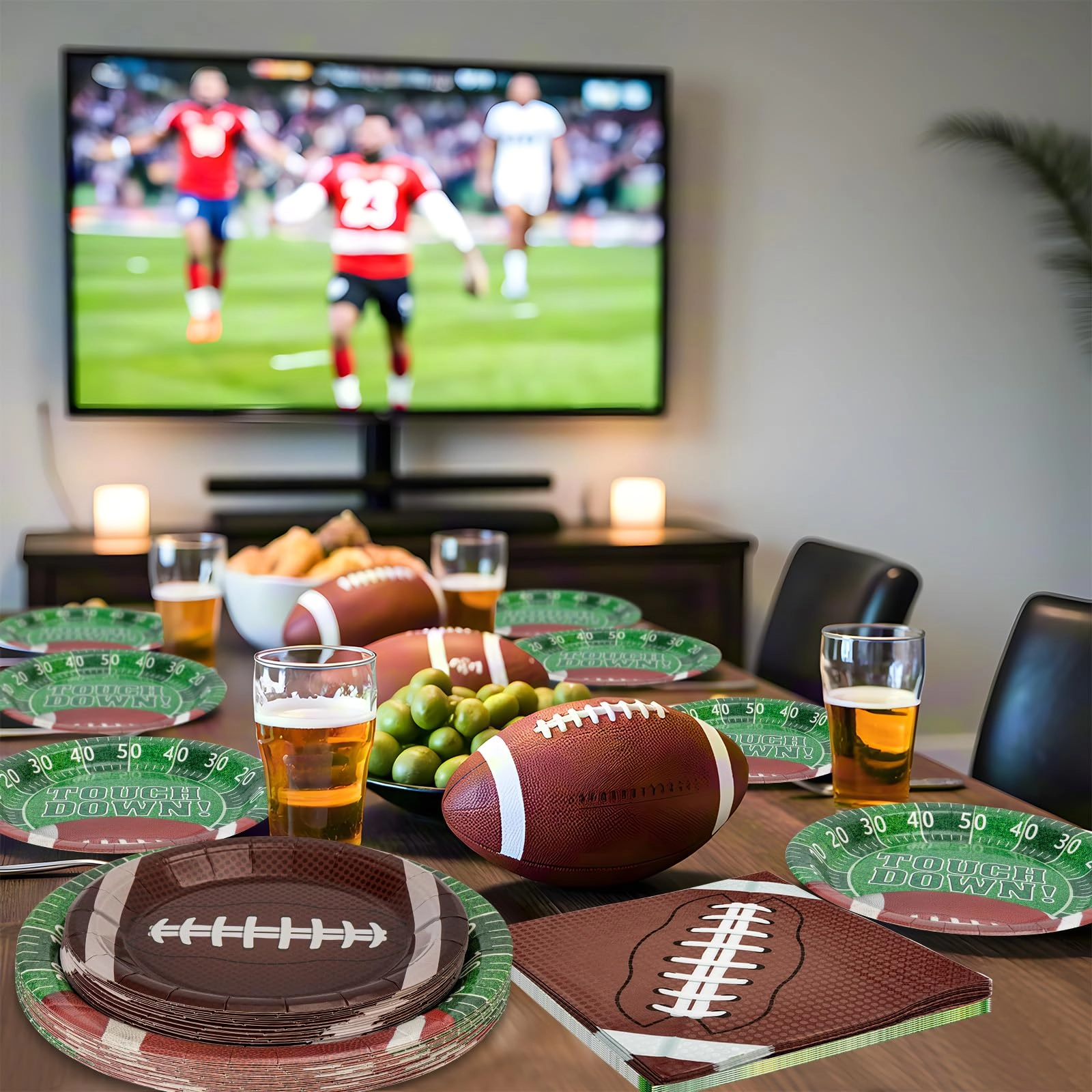 Football Party Supplies Kit - 96 Pack Football Party