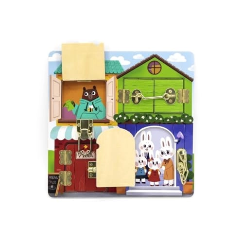 Wooden Manipulation Board Lock and Latch House - 16 months and up 1 pieces