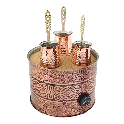 Antique Authentic Turkish Copper Electric Hot Sand - 10 Fluid Ounces 500 watts 3 Copper Pots