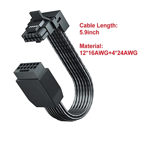 PCI-e 5.0 12VHPWR 16 Pin Right Angle Adapter - 12+4pin 600W