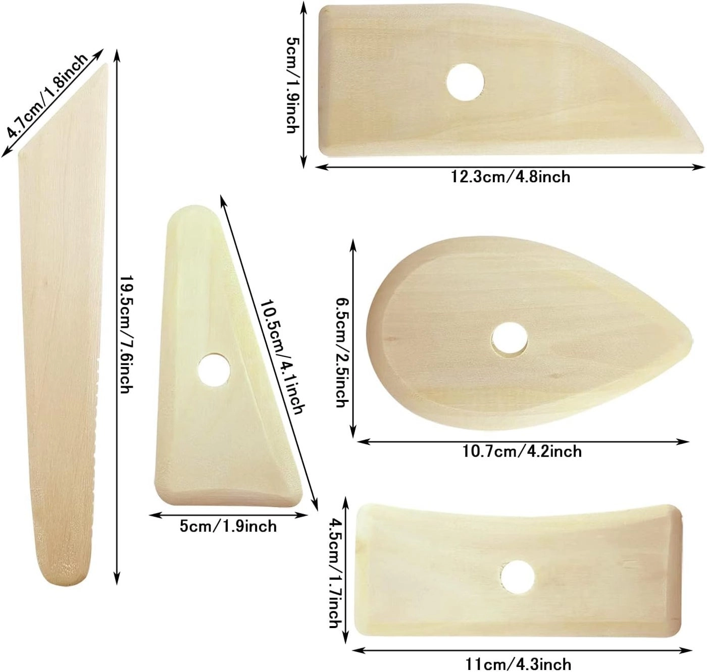 Clay Tools - beech wood 5 Pcs