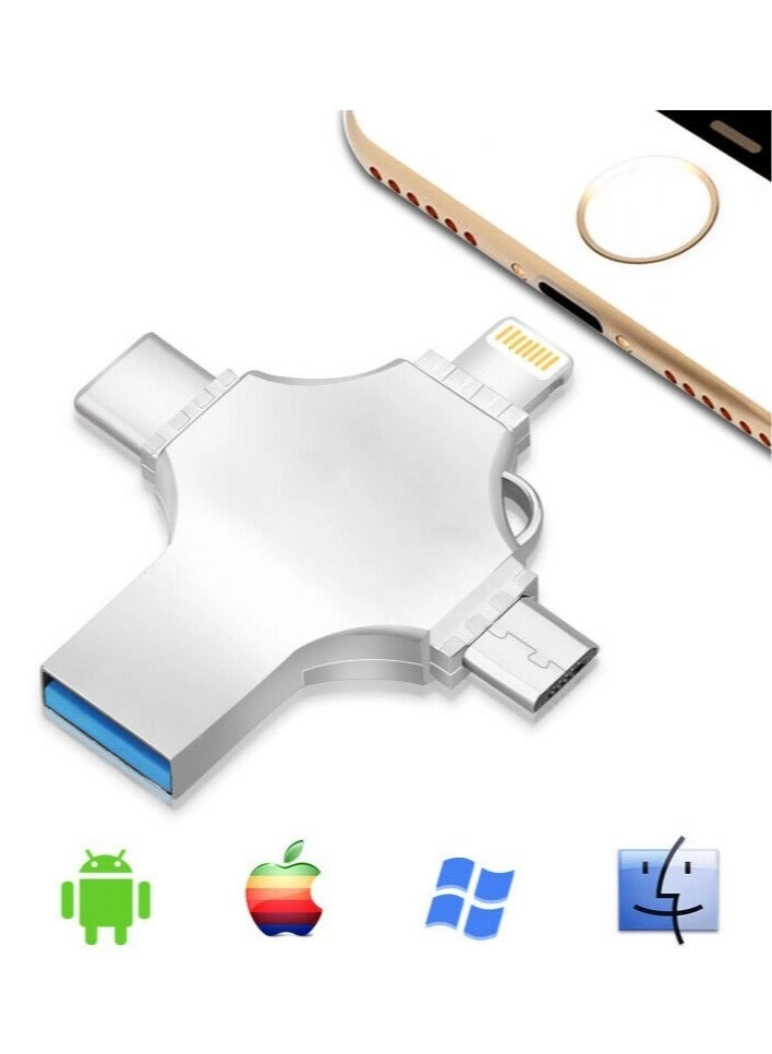 High Speed 4 In 1 Multi-function OTG USB Flash Drive - USB 3.0 Type-C 128GB