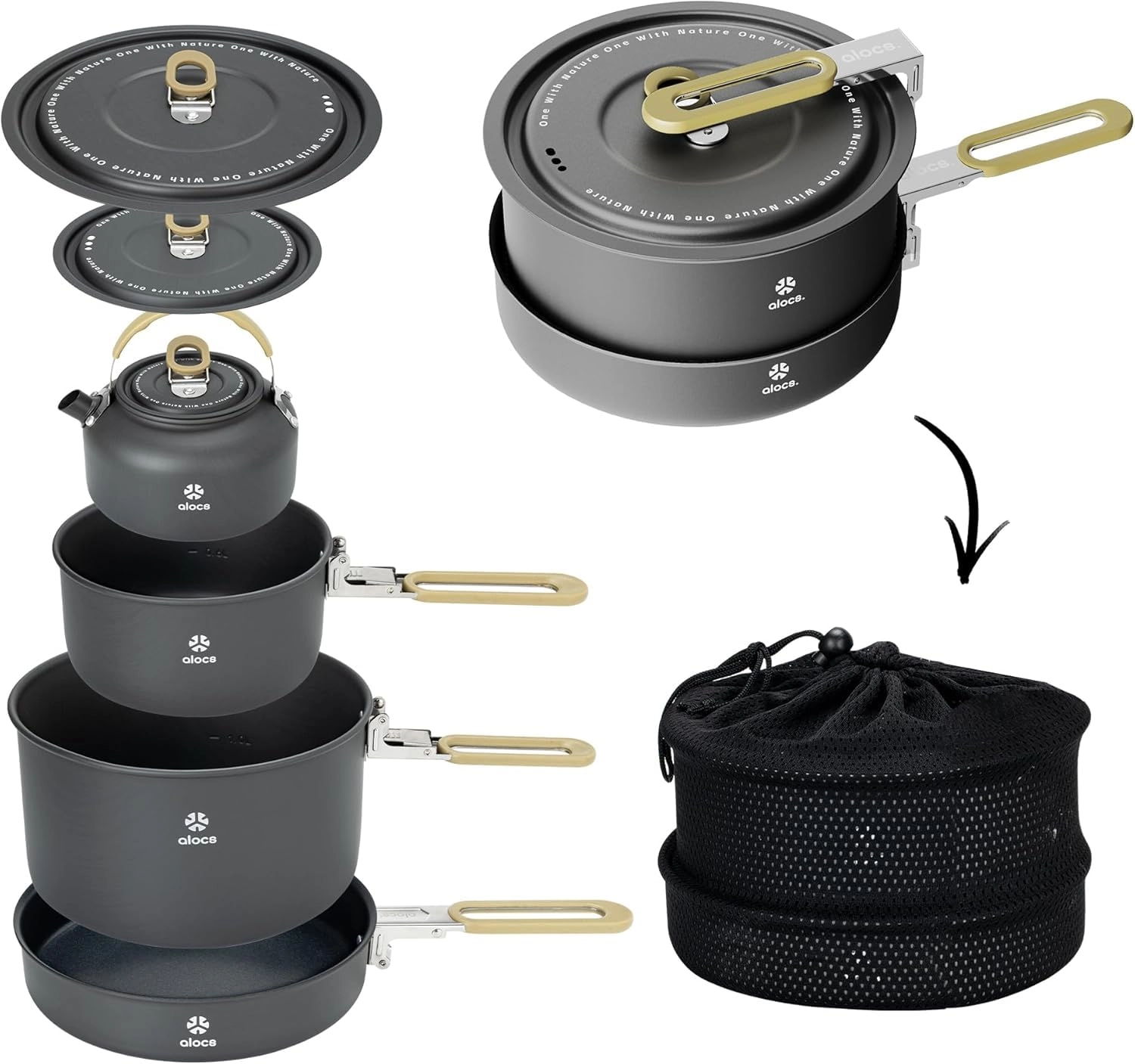 Camping Cookware set - 1.7L 3L 0.8L