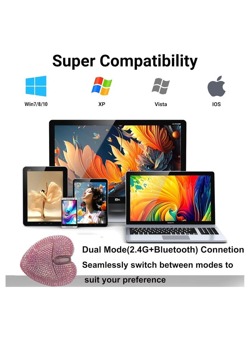 Silent Wireless Bluetooth Mouse - Bluetooth 5.2 USB 2.4GHz