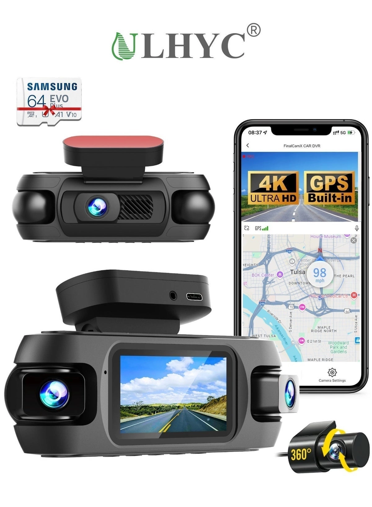 ULHYC Dual-Lens Dash Cam - 4K