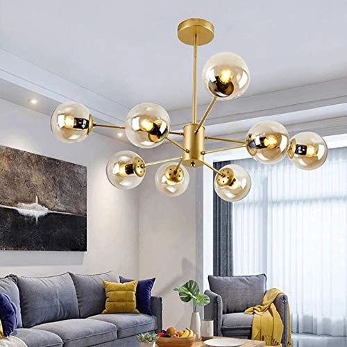 Semi Flush Mount Ceiling Light - Gold and glass E27