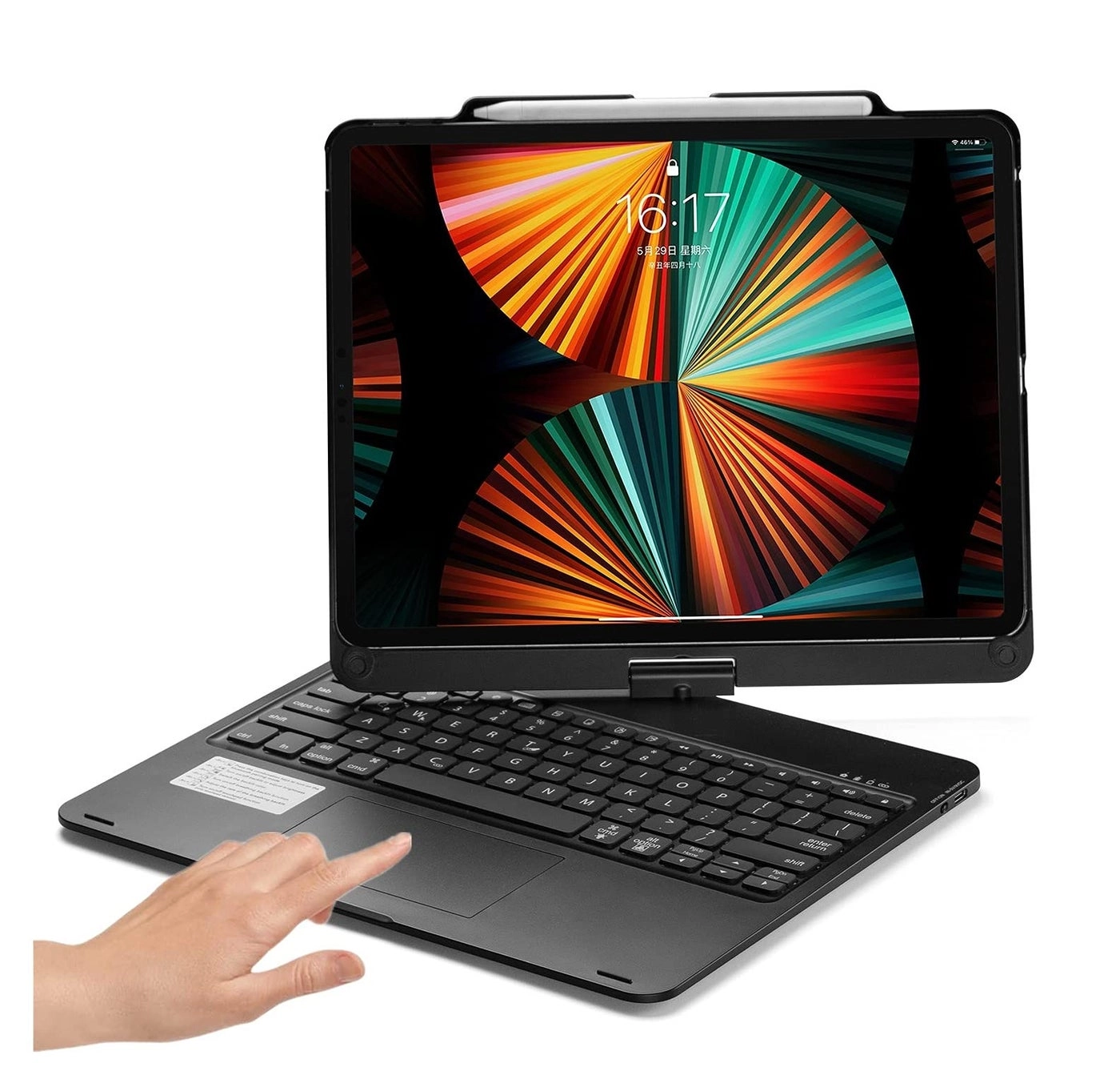 HENGHUI 360 Rotatable Keyboard - for iPad Pro 13" (M4) / iPad Air 13" (M2) / iPad Pro 12.9" 6th/5th/4th/3rd Backlight Trackpad