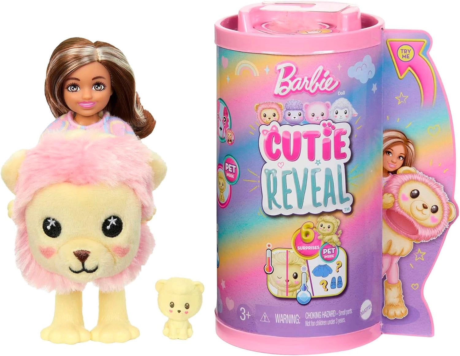 Barbie Cutie Reveal Cozy Cute Tees Series Chelsea Doll - Plush Lion Brunette Ages 3+