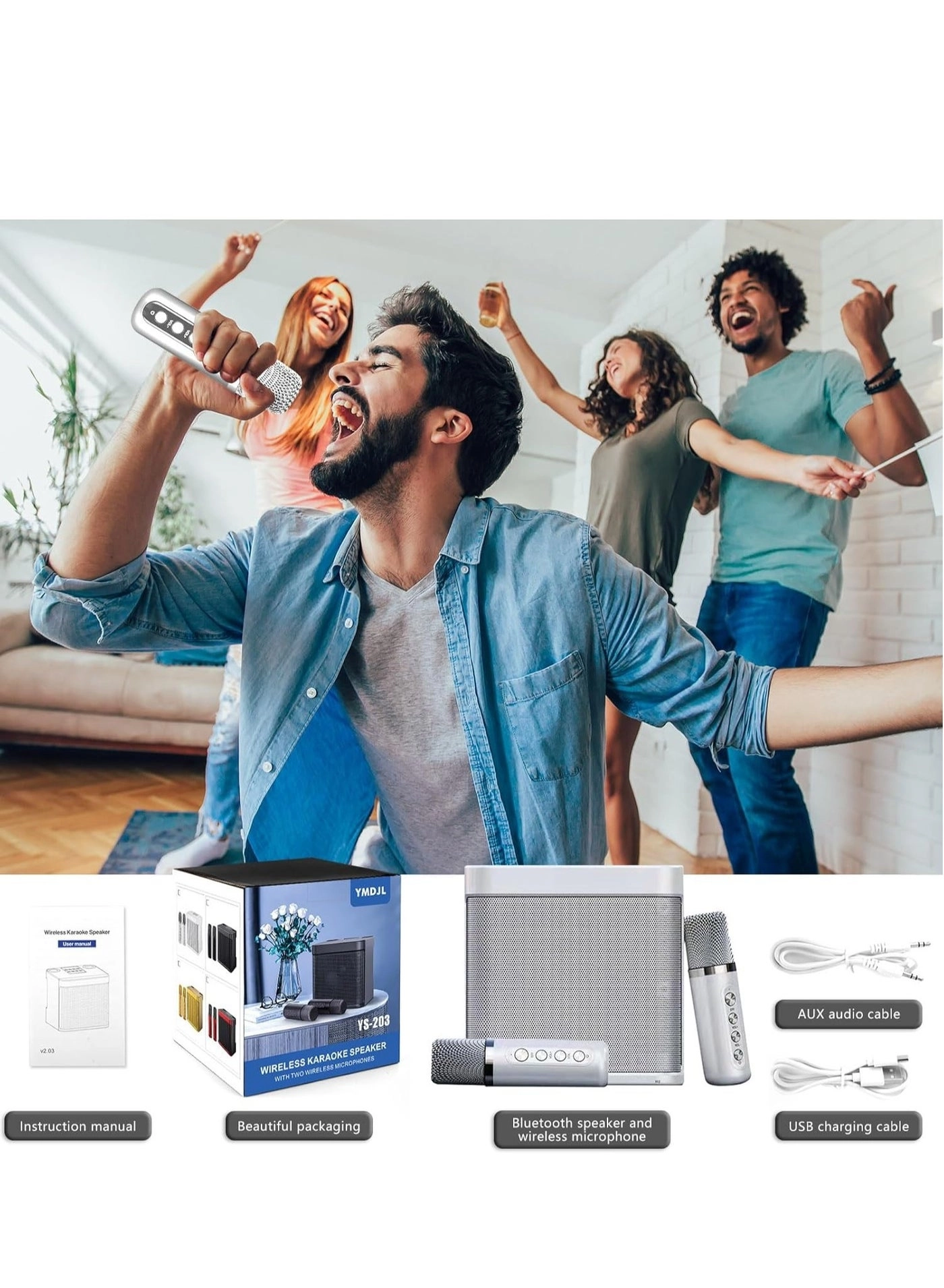 Karaoke Machine - 2 Wireless Microphones