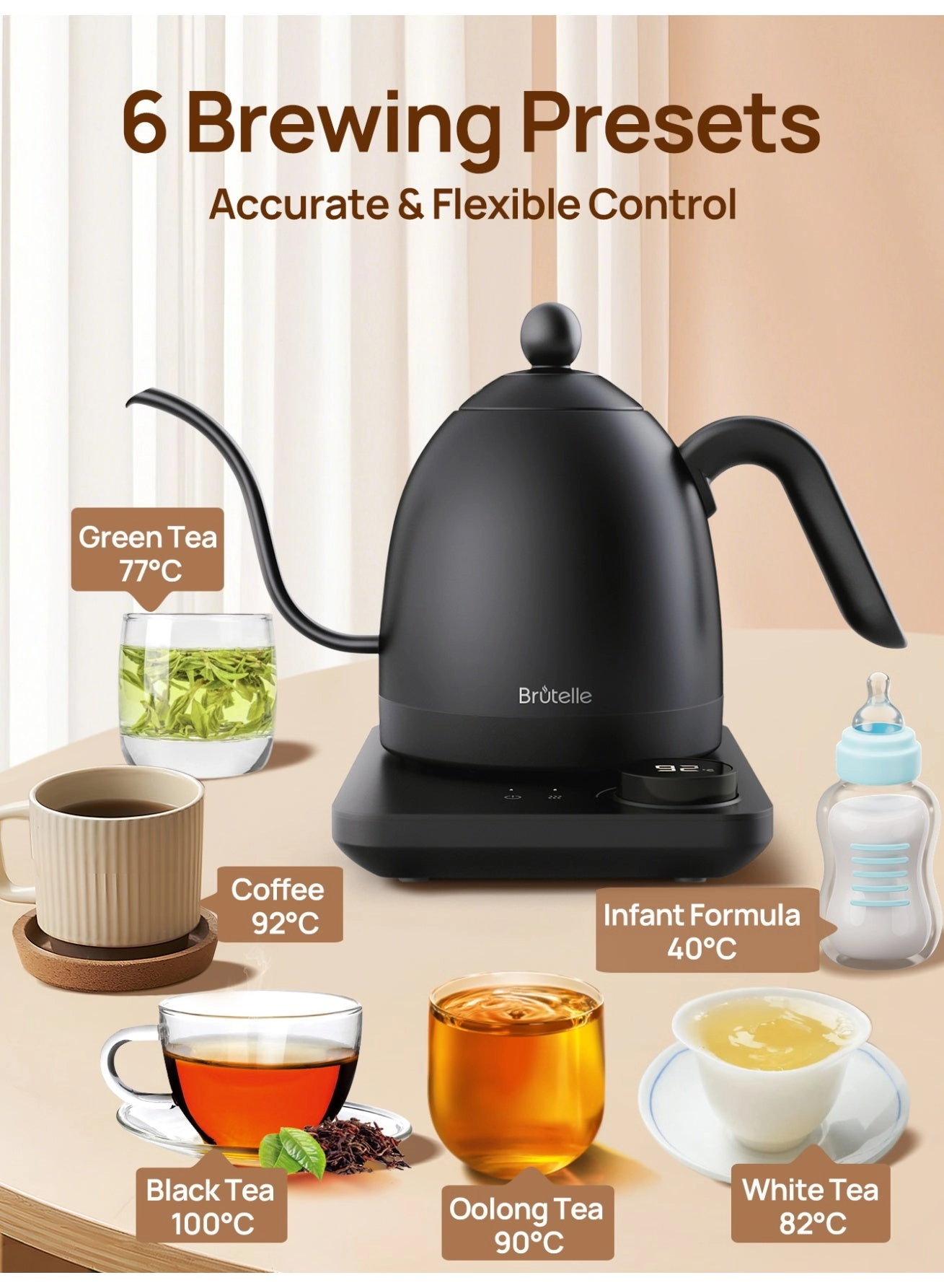 Gooseneck Temperature Control Electric Kettle