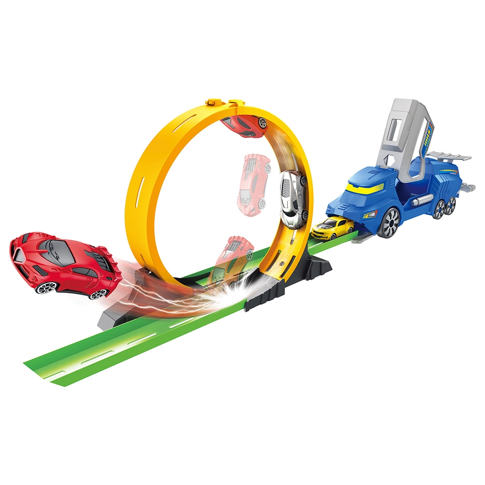 Jawda Loop Track With Launcher And Car - 360 Degrees Rotating 2 Elastic Levels