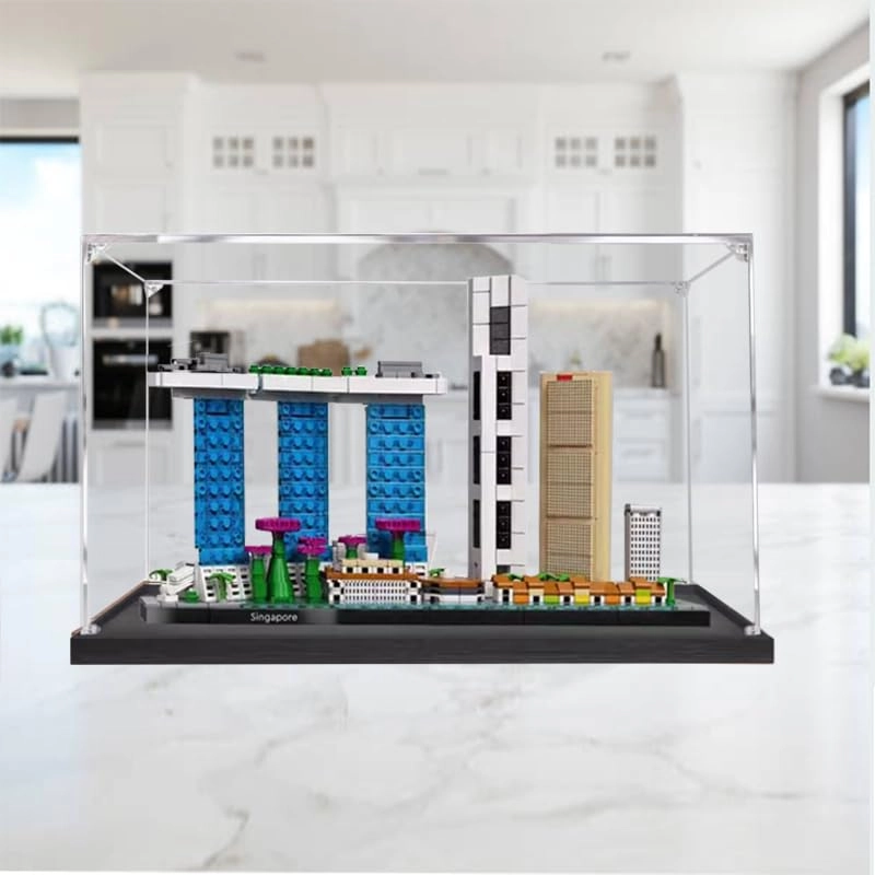 Clear Acrylic Display Case (21057) - 13.77x5.90x7.87in Black Bottom