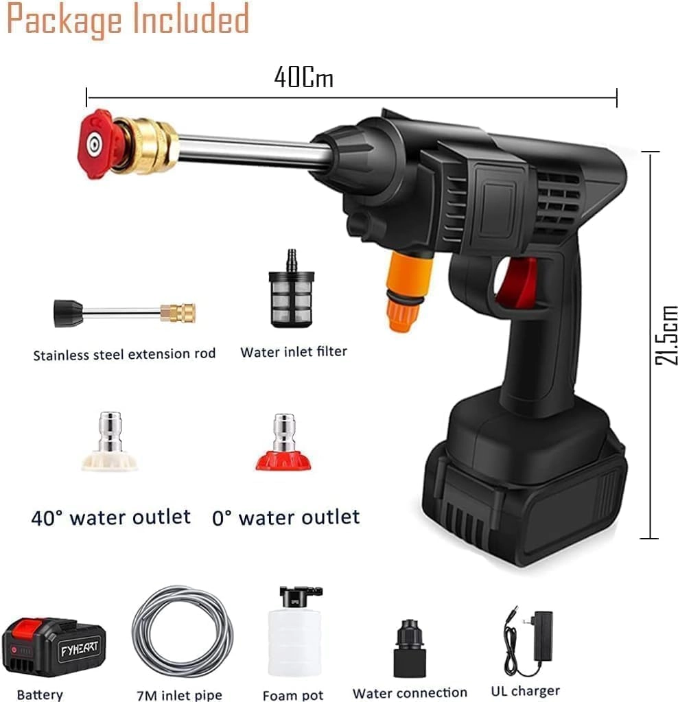 Cordless Electric Pressure Washer - 50Bar 20000mAh Foam Generator