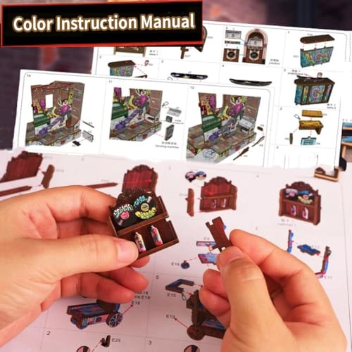 Miniature Wooden Dollhouse Furniture Kit - Creative Room 1:24