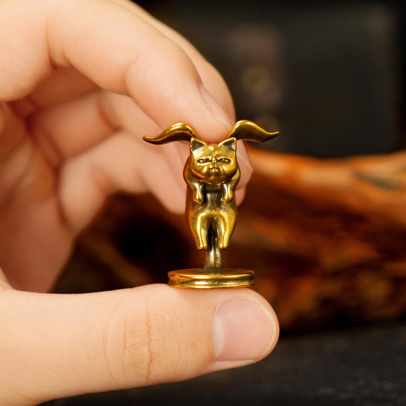 Winged Cat Figurine - Brass