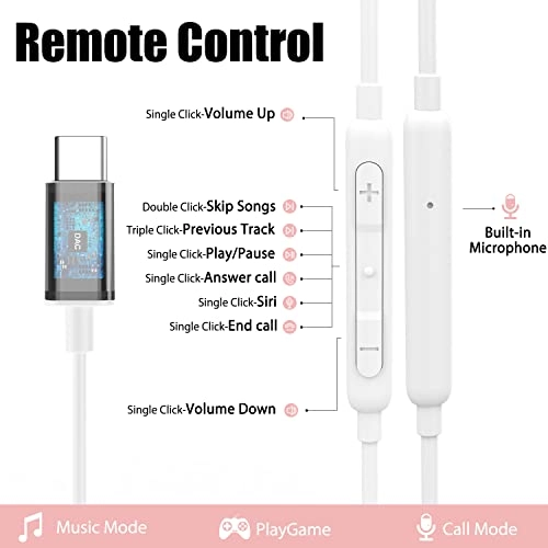 USB C Headphones Wired Earbud