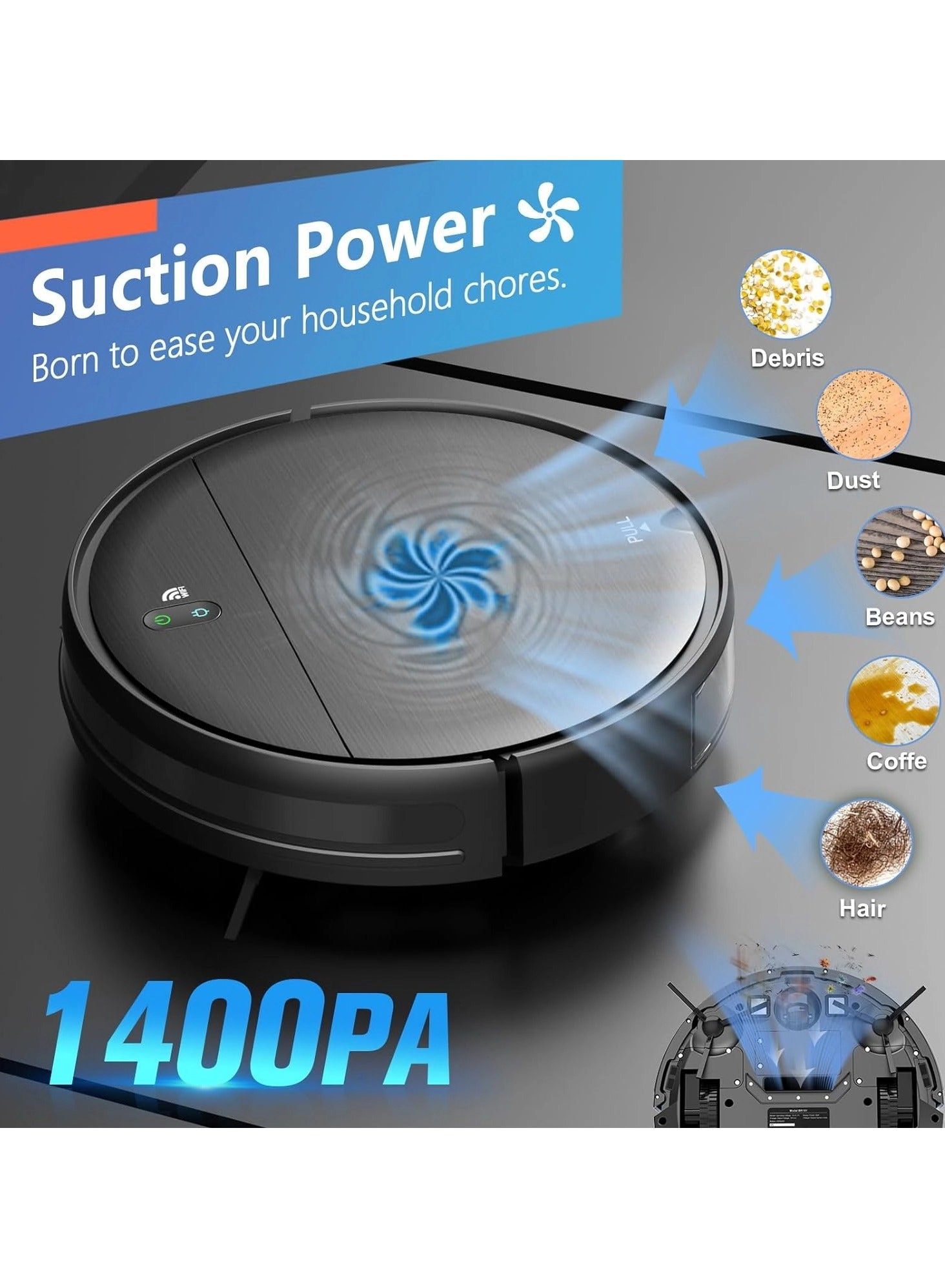 BR151 Robot Vacuum Cleaner - With Mop