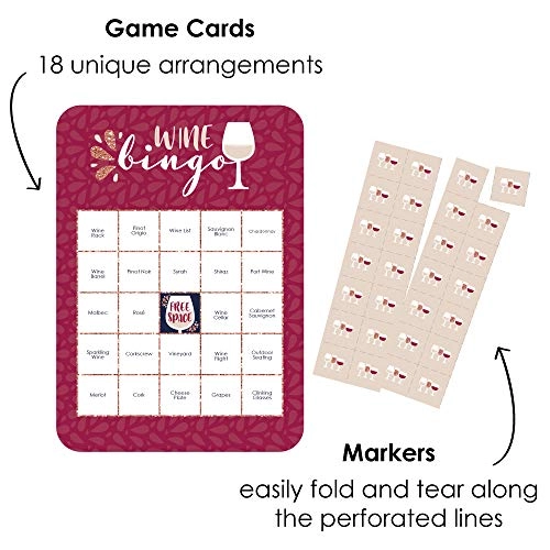 But First Wine Bingo Cards and Markers - 18 pieces