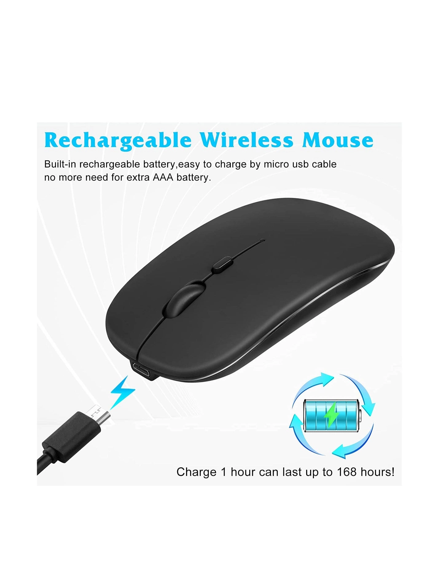 Slim Wireless Mouse - 2.4G Bluetooth 5.1