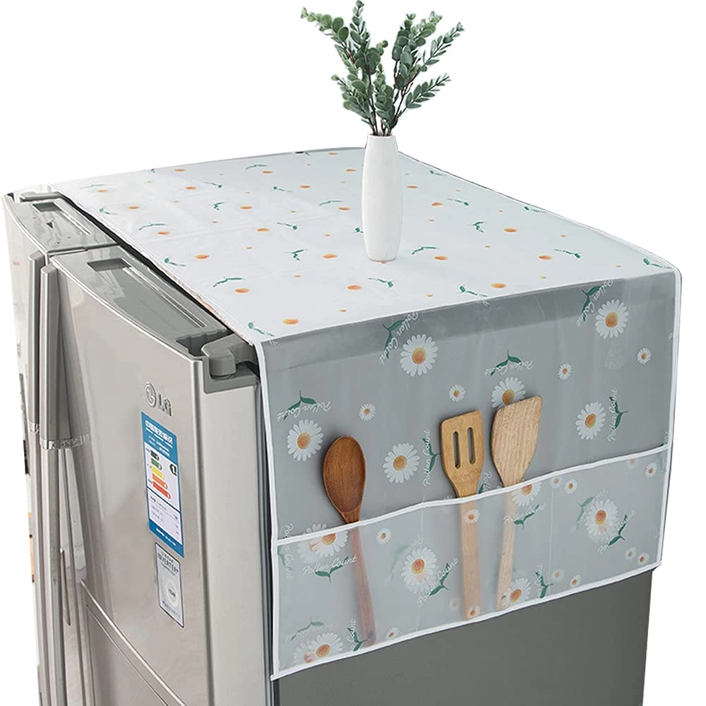 YMwhvIQXZfFl Fridge Dust-Proof Cover - Double door Flowers 1
