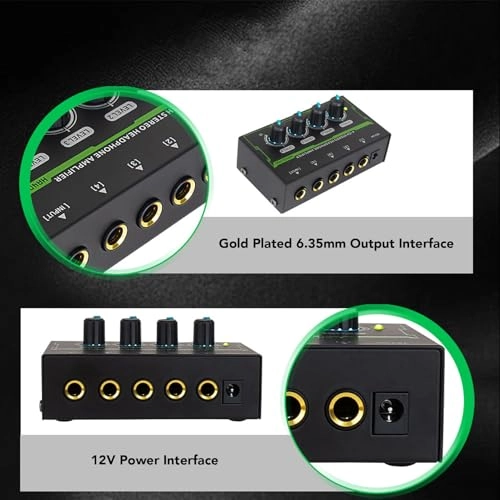 4 Channel Headphone Amplifier - Mini Metal 6.35mm Output 7 Color Breathing Light