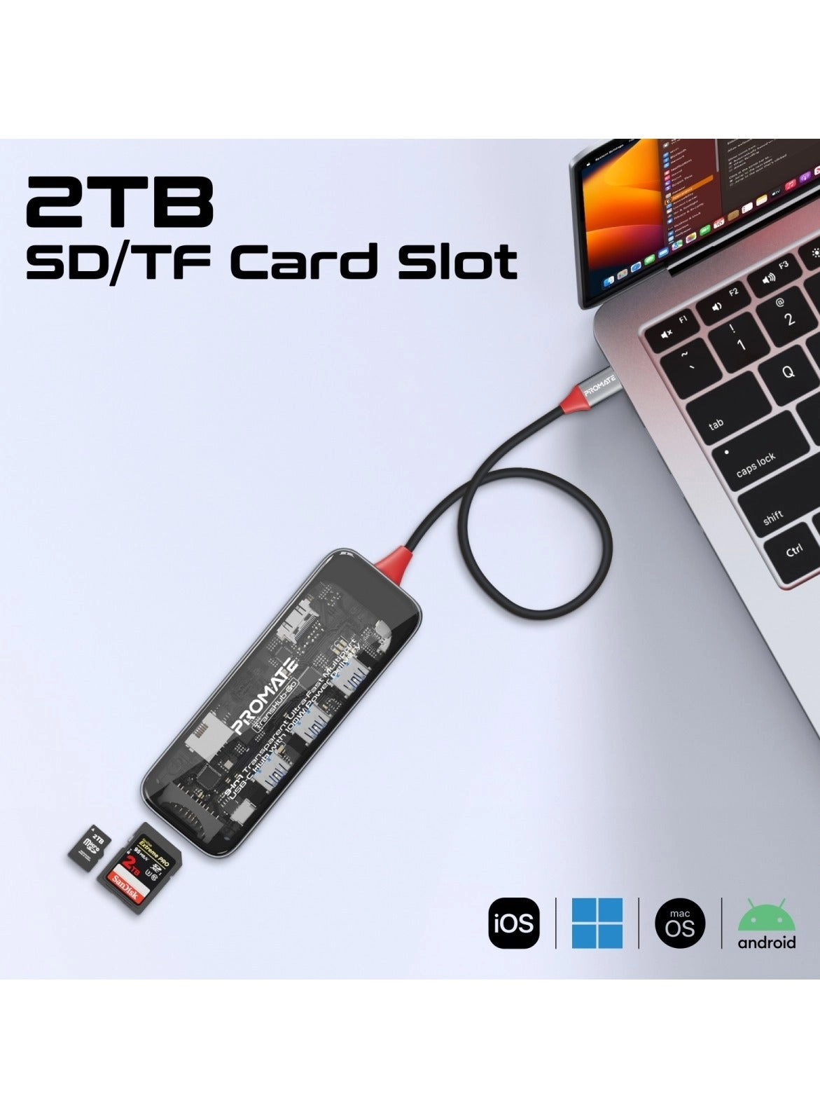 TransHub-Go - 9-in-1 USB Hub 100W USB-C Power Delivery